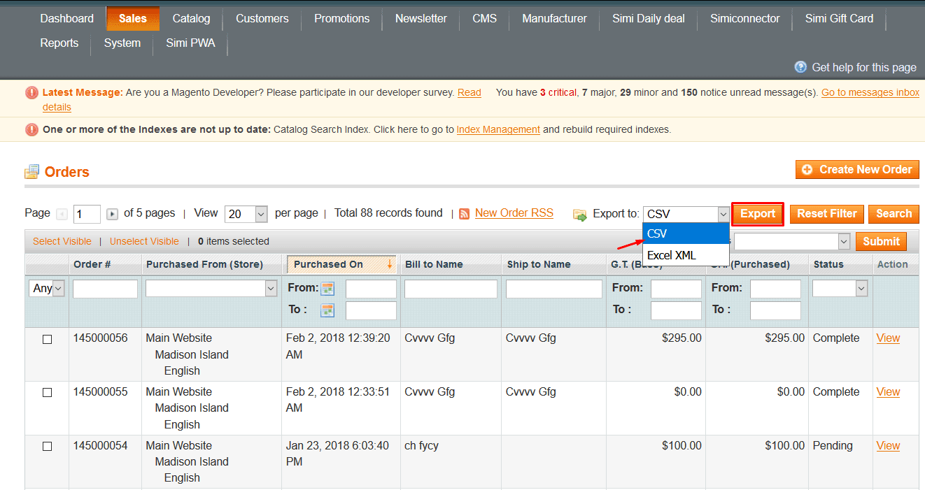 Magneto Export as CSV: Magento Export
